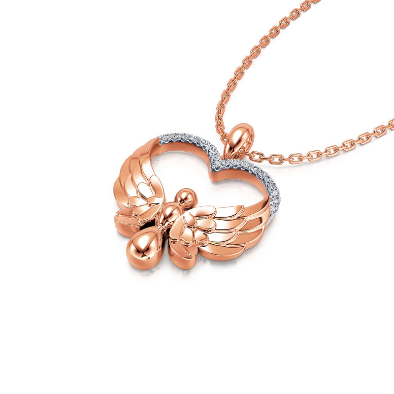 Jeulia Flying Angel Heart Pendant Sterling Silver Necklace