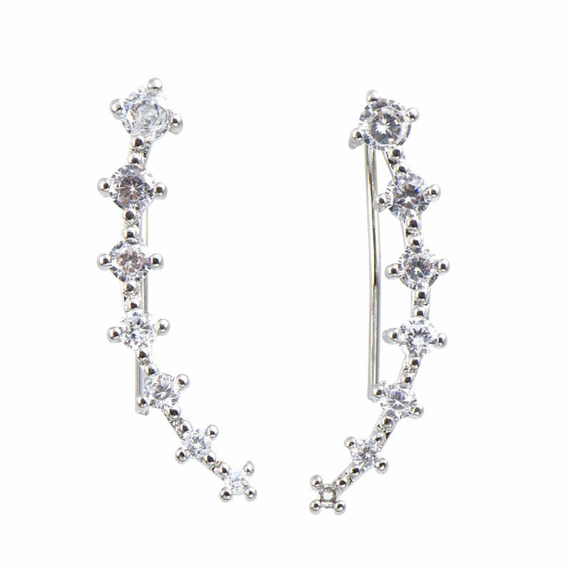 Jeulia Simple Classic Sterling Silver Earrings Climbers