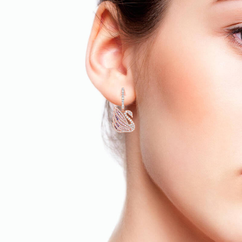 Jeulia Dreamy Swan Rose Gold Tone Sterling Silver Earrings