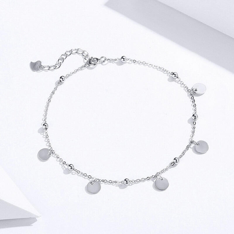 Jeulia Prosty Styl Dysk Srebro Anklet