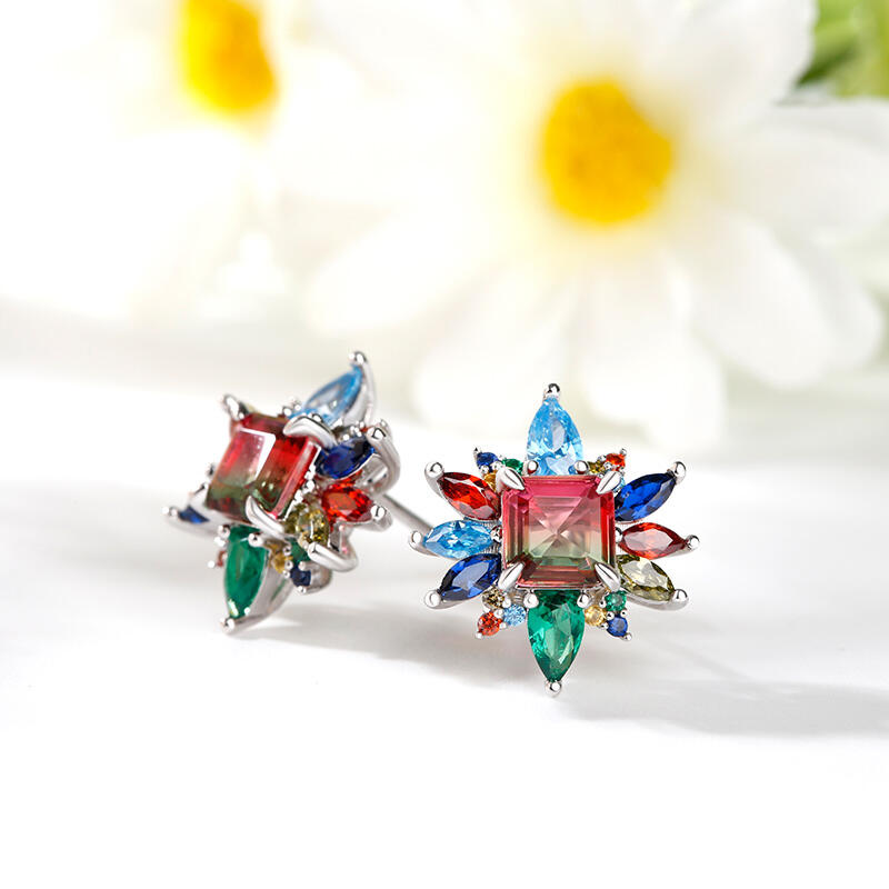 Jeulia "Blazing with Color" Sterling Silver Jewelry Set