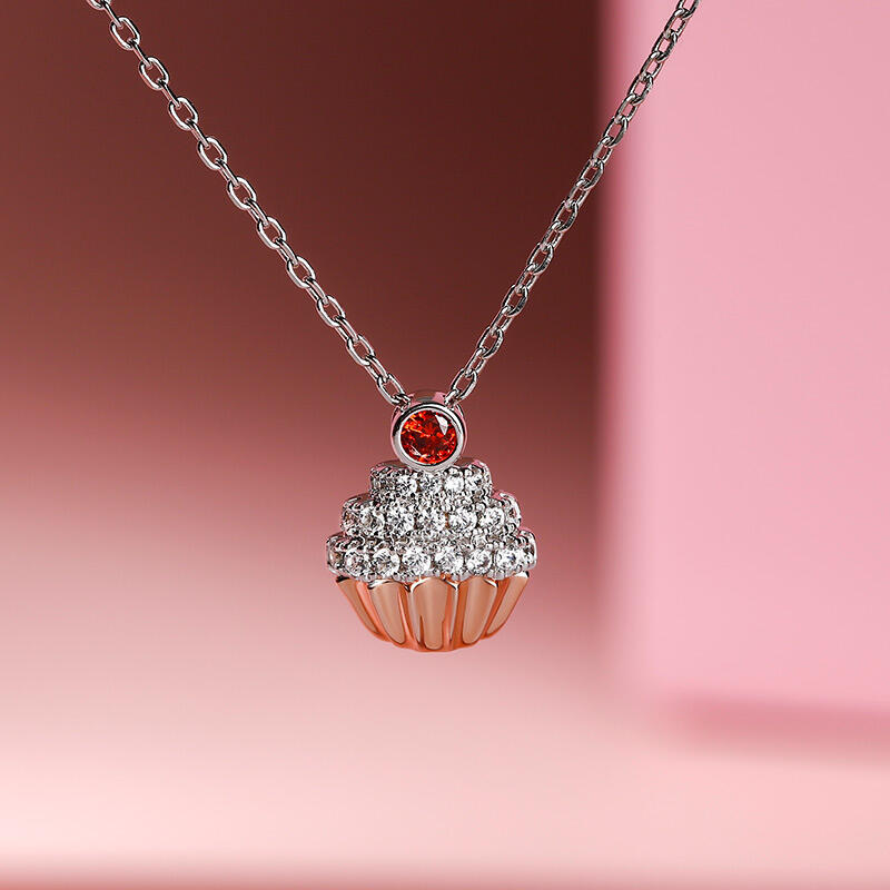 Jeulia "Sweet Secrets" Cupcake Design Sterling Silver Jewelry Set