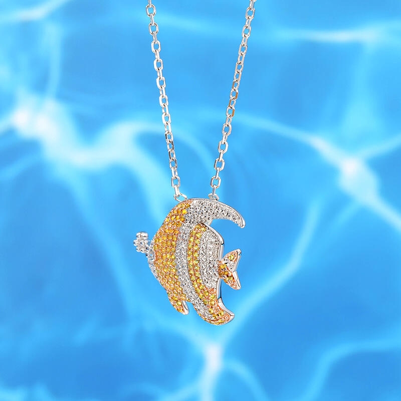 Jeulia "Lively Fish" Sterling Silver Necklace