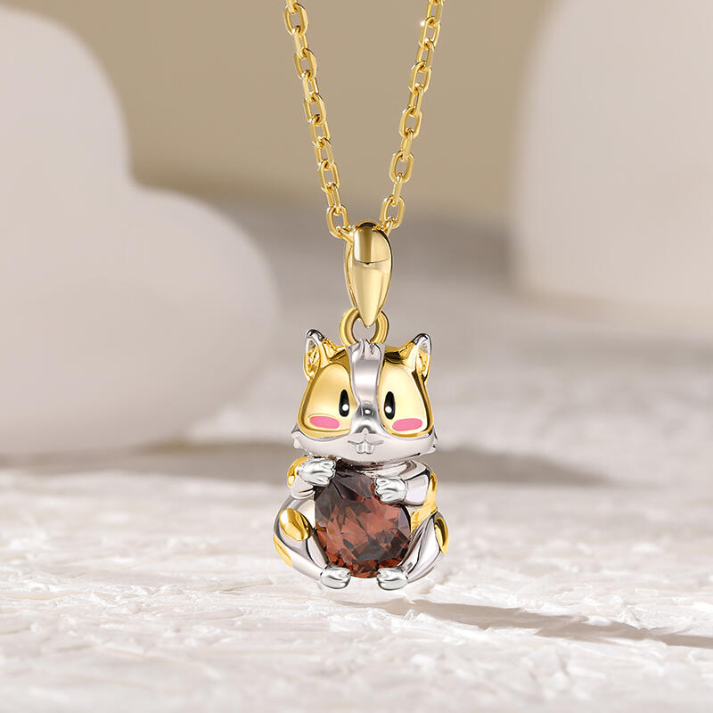 Jeulia Hug Me "Naughty Hamster" Pear Cut Sterling Silver Necklace