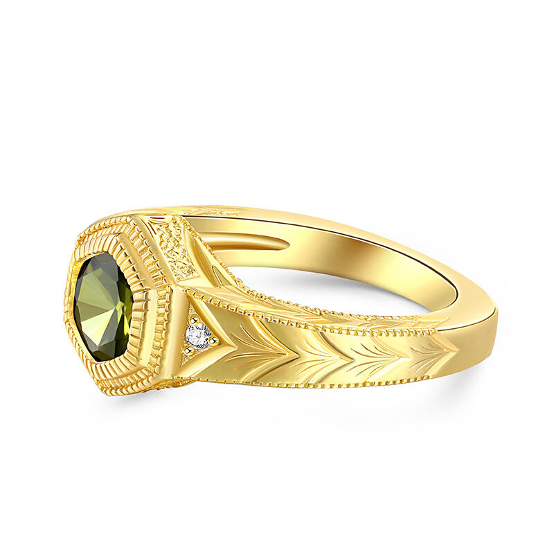 Jeulia Engagement Ring Roung Cut Sterling Silver Gold Tone