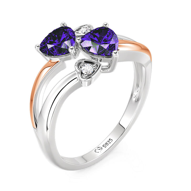 Jeulia Two Color Custom Birthstone Engagement Ring
