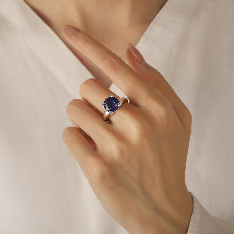 Jeulia Anillo de Compromiso Solitario Zafiro Corona