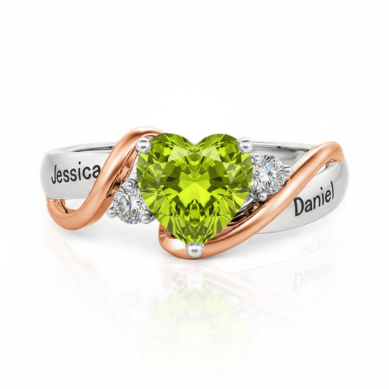 Jeulia Amore Love Custom Heart Promise Ring with Birthstone and Engraved