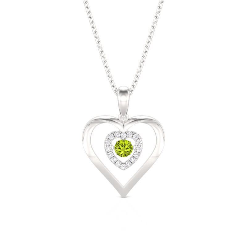 Jeulia Custom Double Heart Dancing Stone Necklace with Birthstone