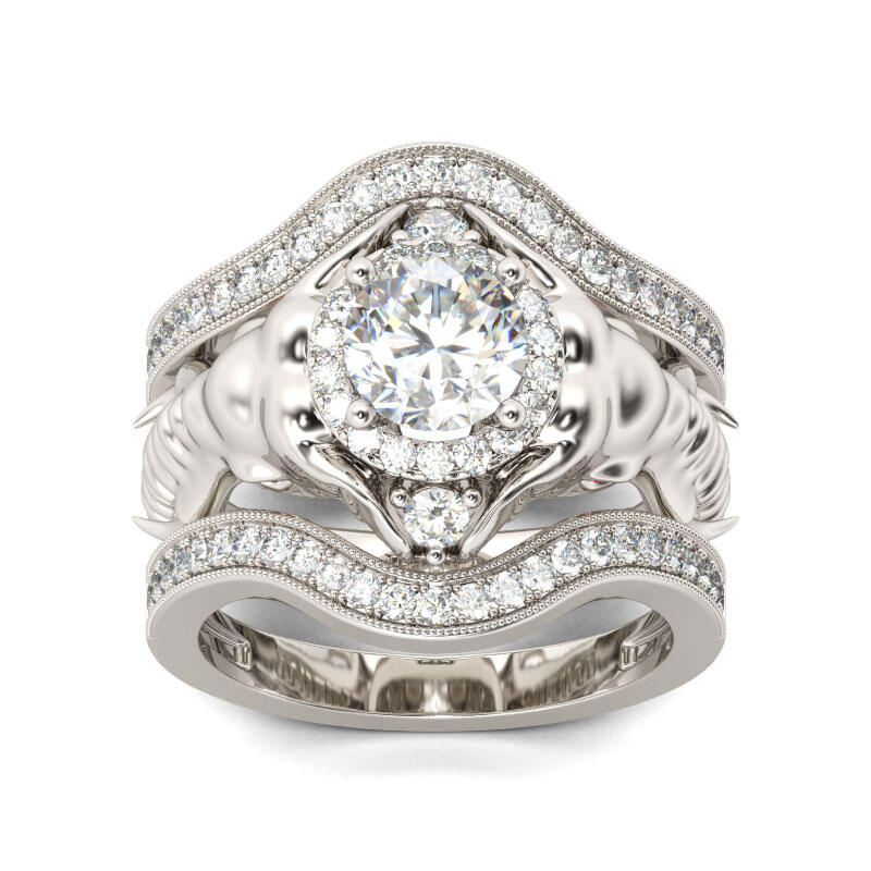 Jeulia 3PC Round Cut Sterling Silver Elephant Ring