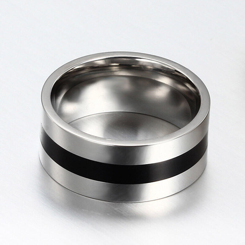 Jeulia Polished Two Tone Titanium Steel Men's Band