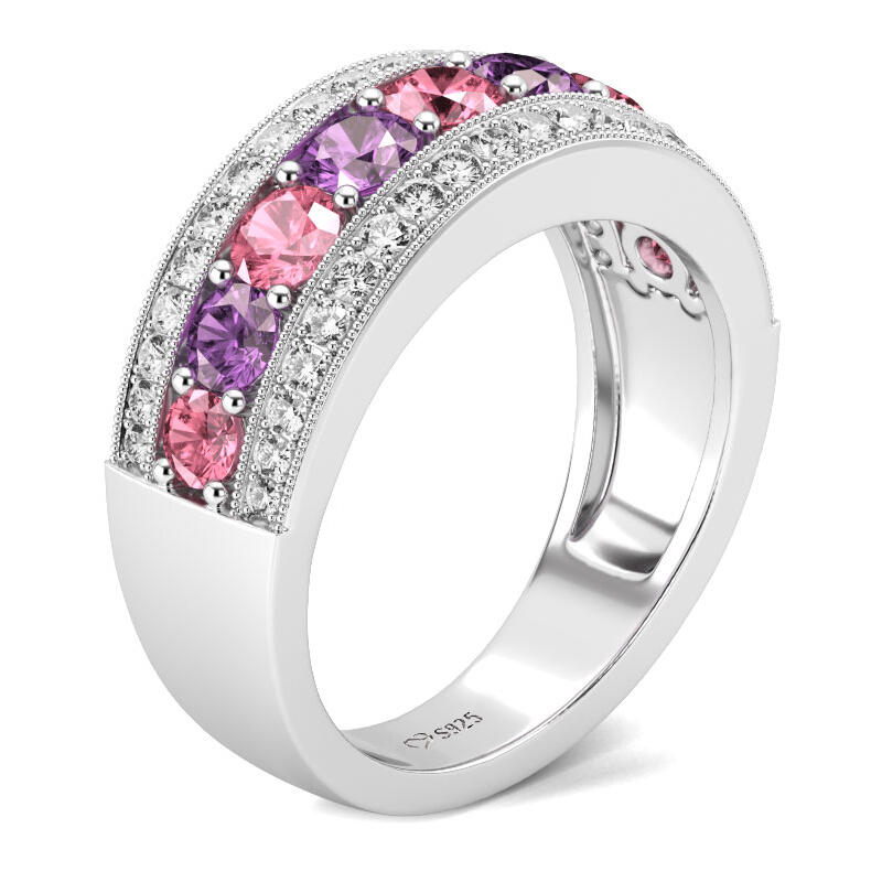 Jeulia Anel lindo feminino de prata esterlina com corte redondo