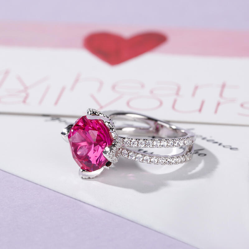 Blommönster Rundslipad Sterling Silverring