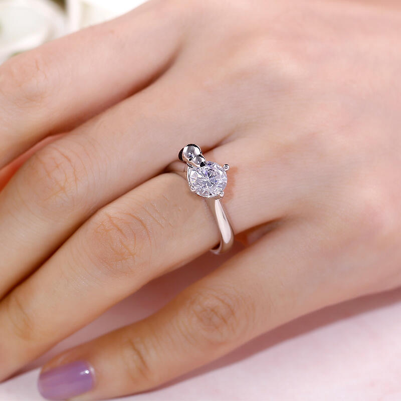 Jeulia Hug Me "Live in the Present" valp med runda snitt i sterlingsilver