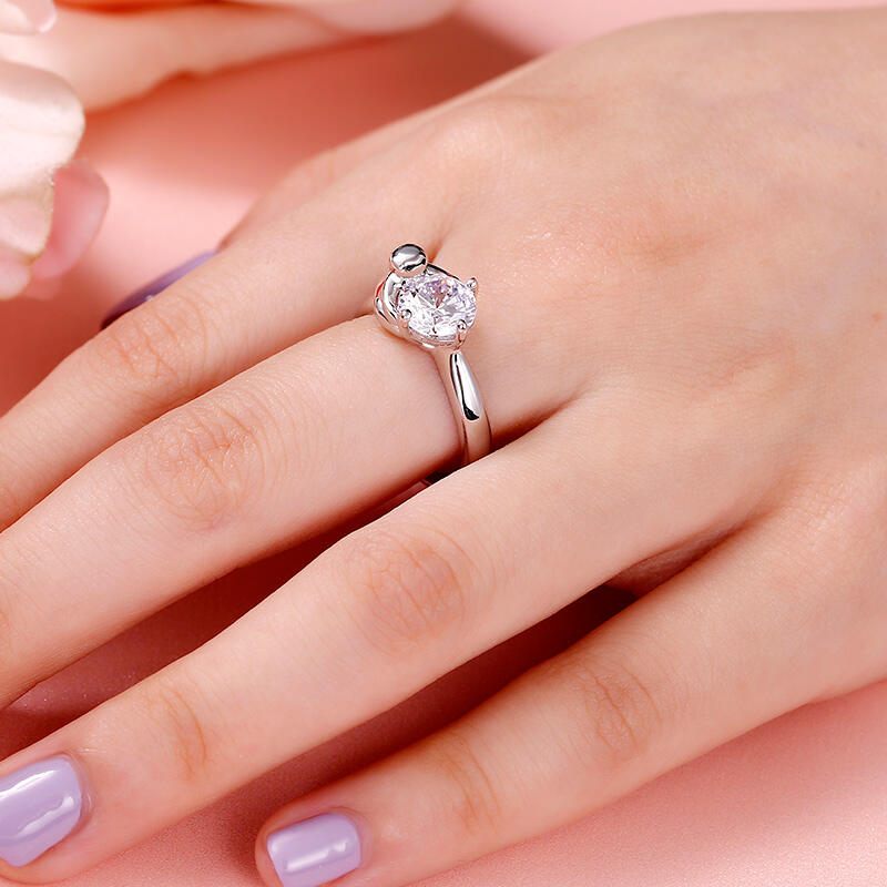 Jeulia Hug Me Anel de robô de prata esterlina com corte redondo