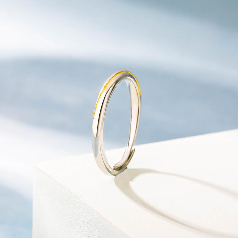 Jeulia Anillo de Möbius en dos tonos de plata de ley de talla ajustable para mujer