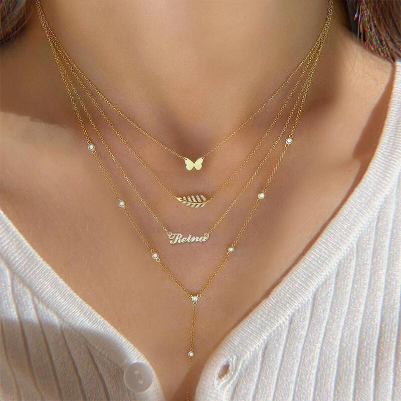 Jeulia Leaf Round Cut Sterling Silver Necklace