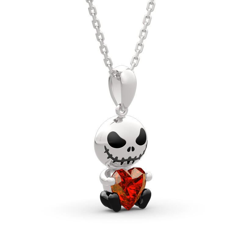 Jeulia Hug Me "Love Confession" Skull Heart Cut Sterling Silver Necklace