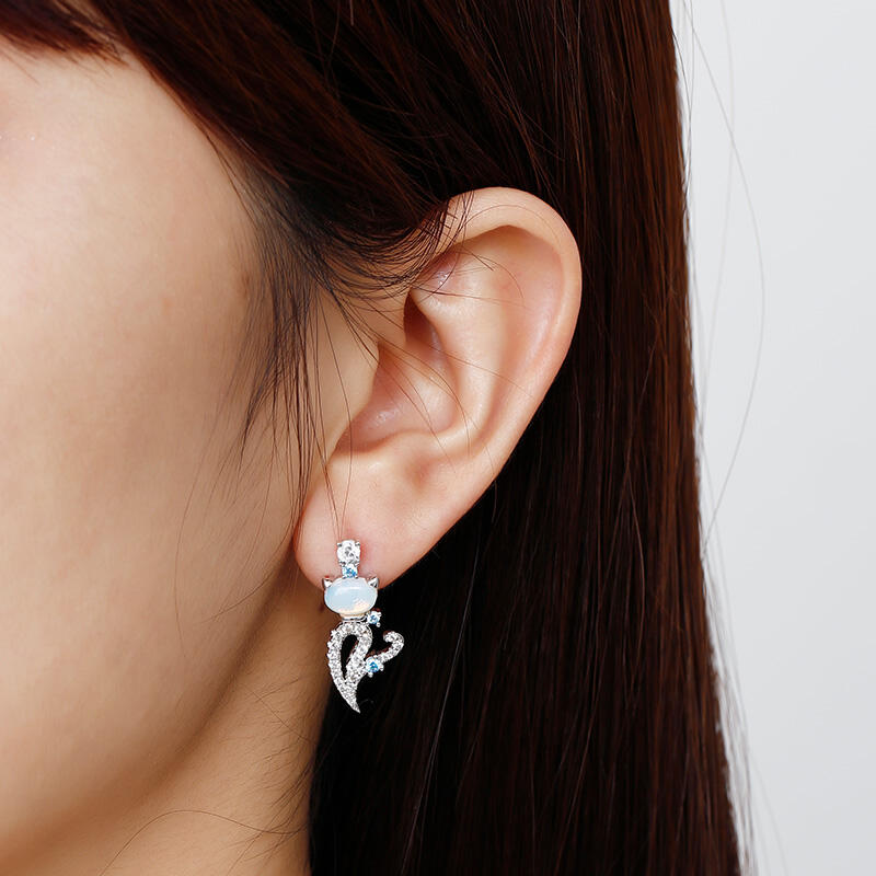 Jeulia 猫 ネコ シルバー ムーンストーン ピアス