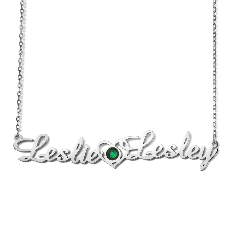 Jeulia "We Are Doomed" Personalized Name Necklace with Birthstone