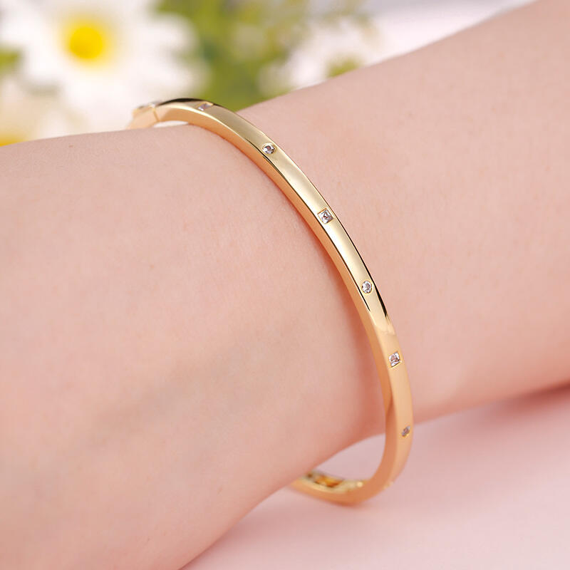 Jeulia Simple Design Round Cut Sterling Silver Armband
