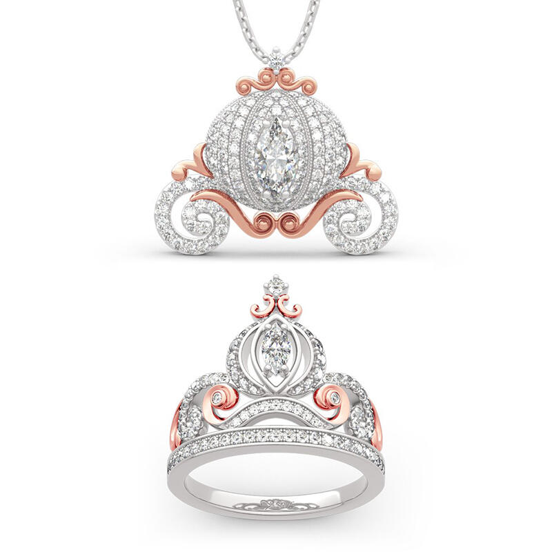 Jeulia "Cinderella's Dream" Pumpkin Carriage Sterling Silver Jewelry Set