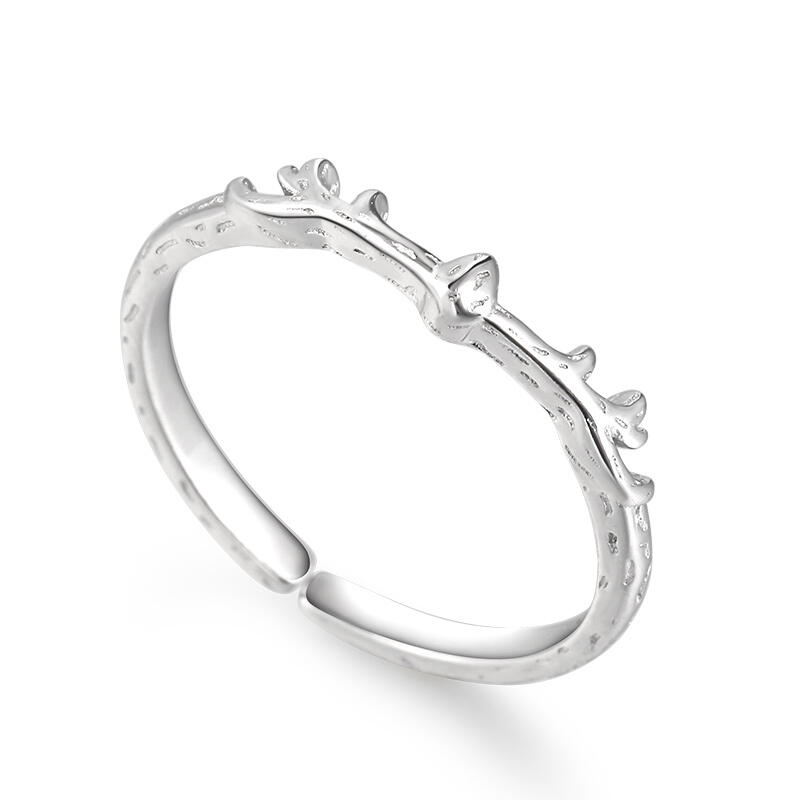 Jeulia "Elk Antlers" Adjustable Sterling Silver Women's Band