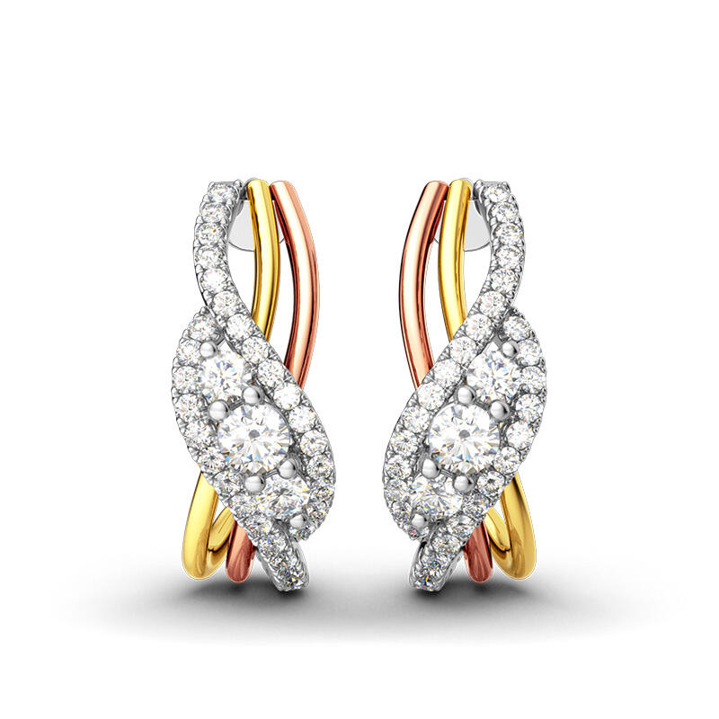 Jeulia Tri-Tone Round Cut Sterling Silver Jewelry Set