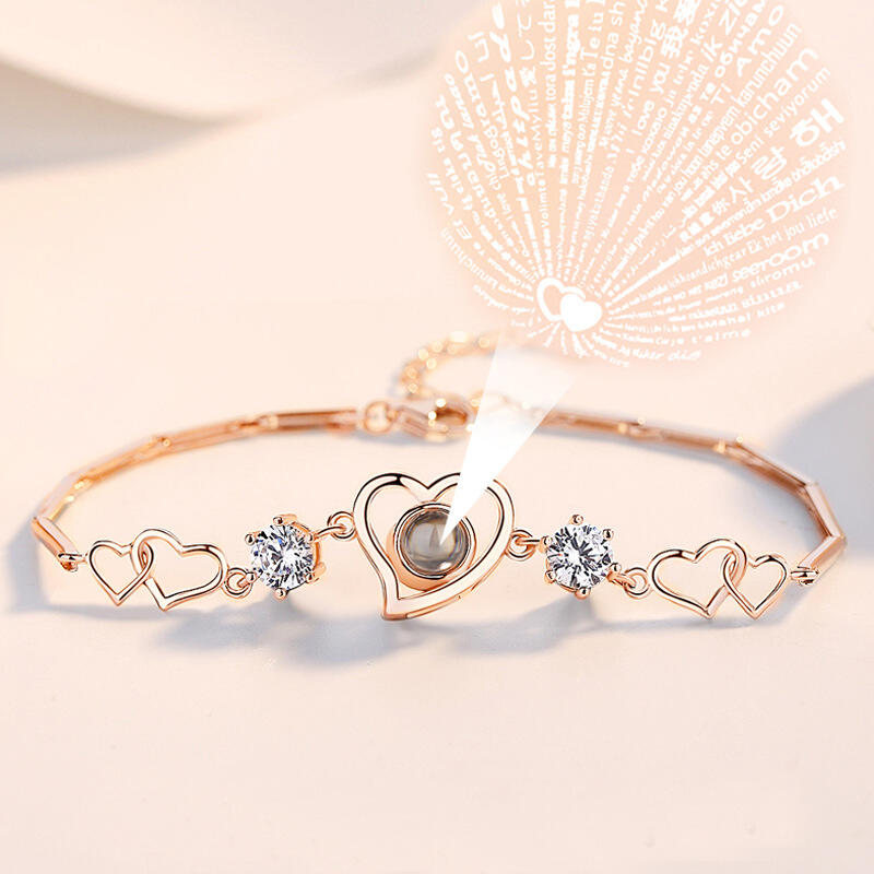 Jeulia 100 Languages I Love You Sterling Silver Bracelet