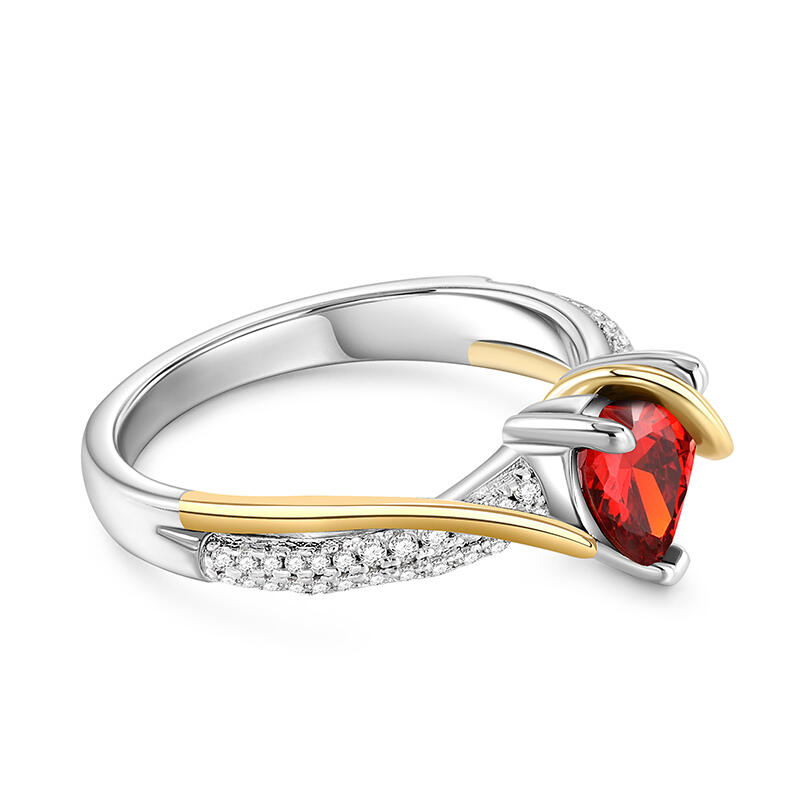 Jeulia "Flowing Heartbeat" Sterling Silver Heart Cut Ring
