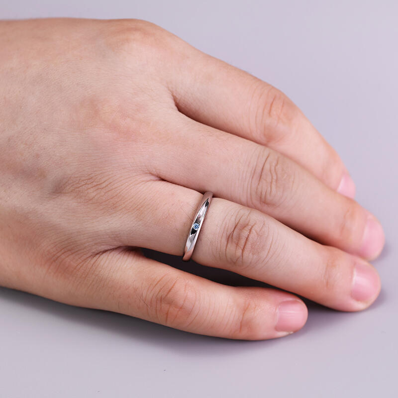 Jeulia Alliance pour homme "L'amour véritable est éternel" Argent Sterling