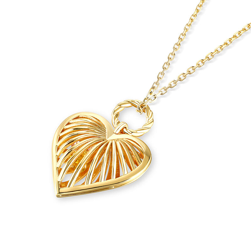 Jeulia "Family love" Birthstone Heart Cage Necklace Colorful Design