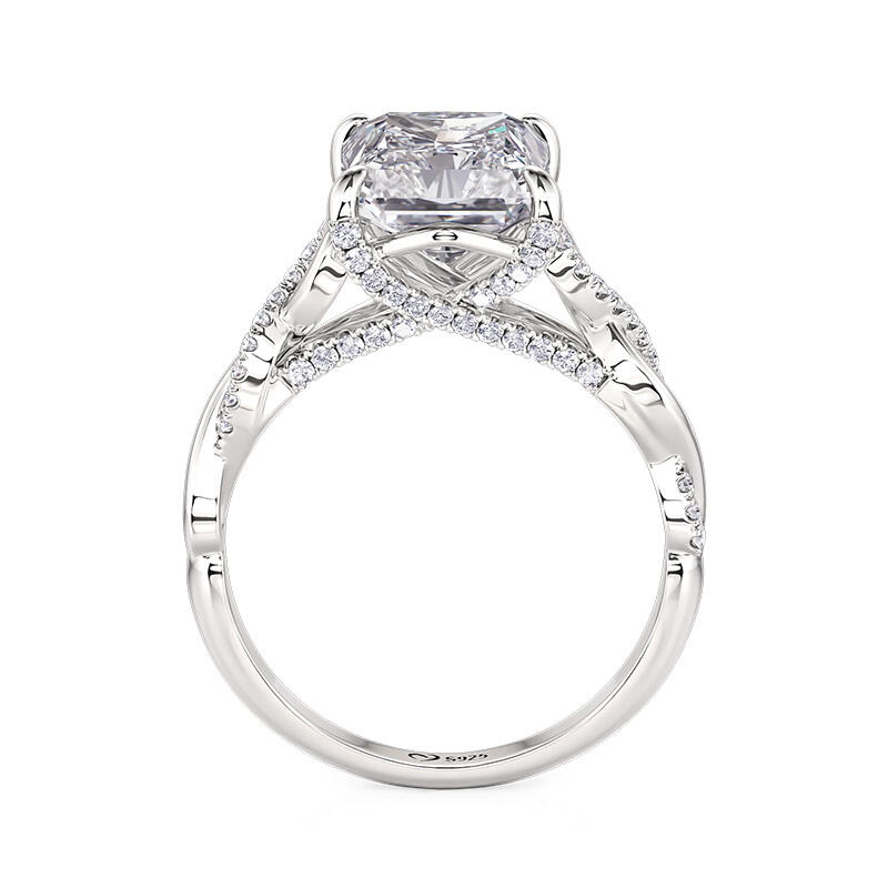 Jeulia Classic Twist Engagement Ring Crushed Ice Cut Sterling Silver