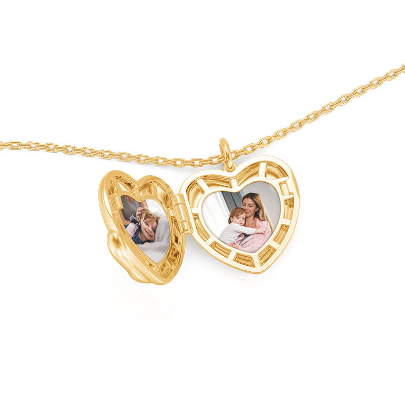 Jeulia Collier Médaillon Cœur Photo Personnalisé avec Gravure Câlin chaleureux