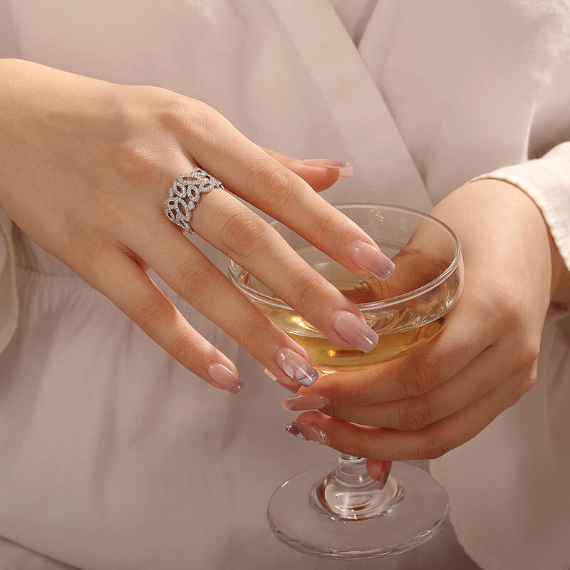 Jeulia Argolla de Pétalo con Hueco para Mujer de Plata de Ley