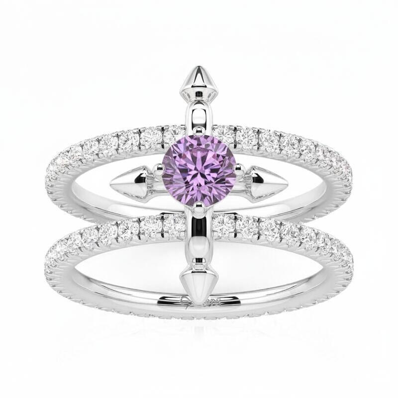 Jeulia Custom Double Row Floating Round Cut Birthstone Ring
