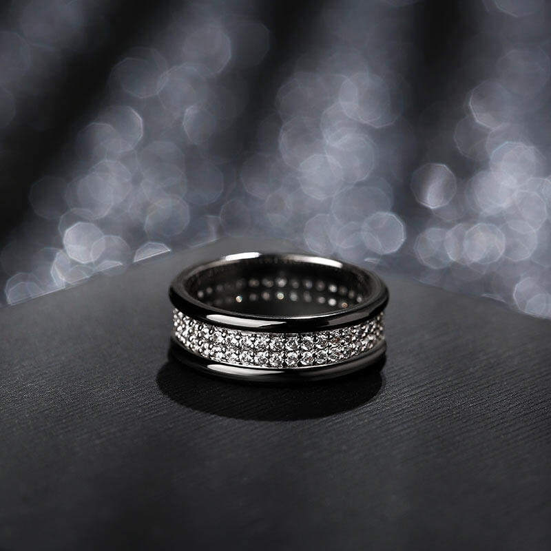 Jeulia Anillo para hombre de plata 925 de corte redondo en dos tonos