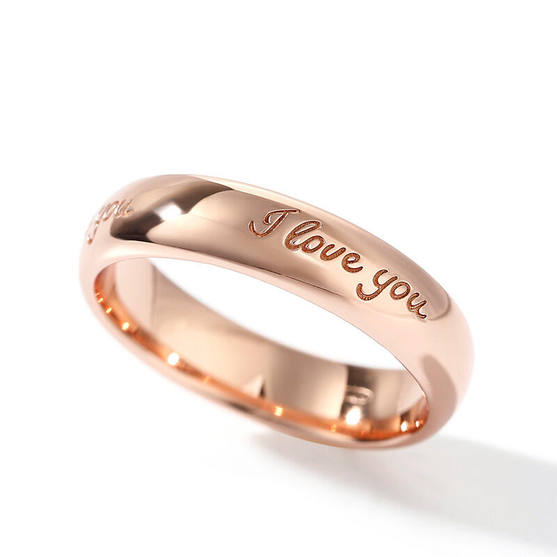 Jeulia "I Love You" Rose Gold Tone Sterling Silver Men's Band