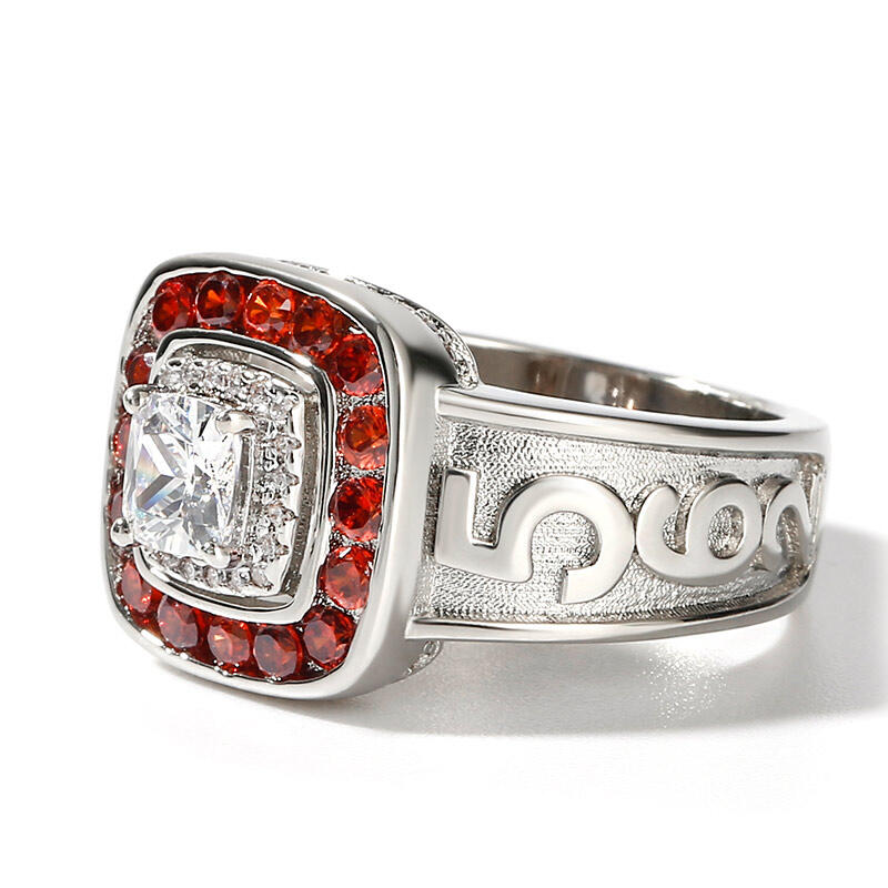 Jeulia Anillo personalizado de plata de ley con doble halo de corte cojín