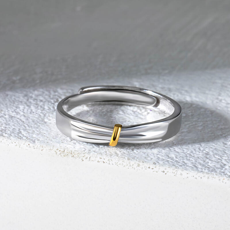 Jeulia 2色 調節可能 シルバー メンズ リング