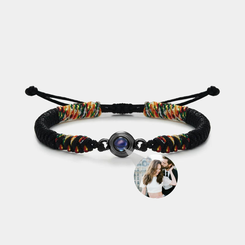 投影 写真 写真入れ 組紐 ブレスレット チタンスチール