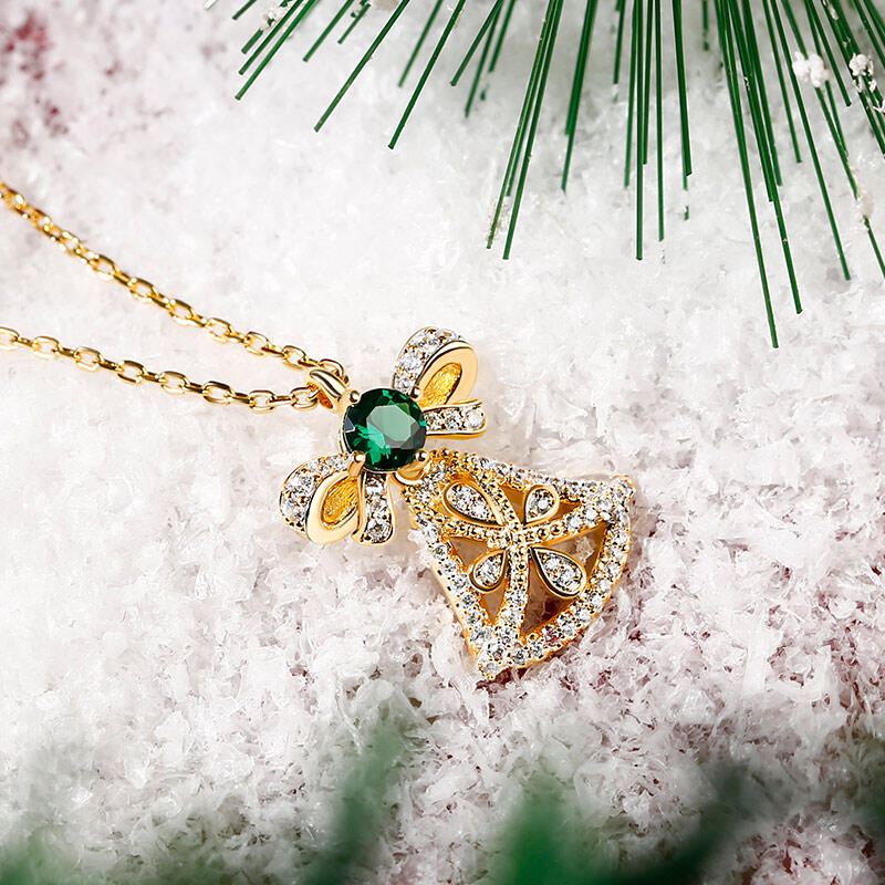 Jeulia "Jingle Bell" Yellow Gold Tone Sterling Silver Necklace