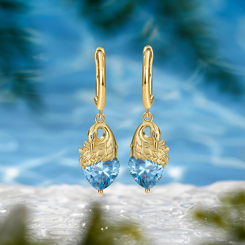 Jeulia Hug Me "Beauty & Elegance" Swan Design Heart Cut Sterling Silver Earrings