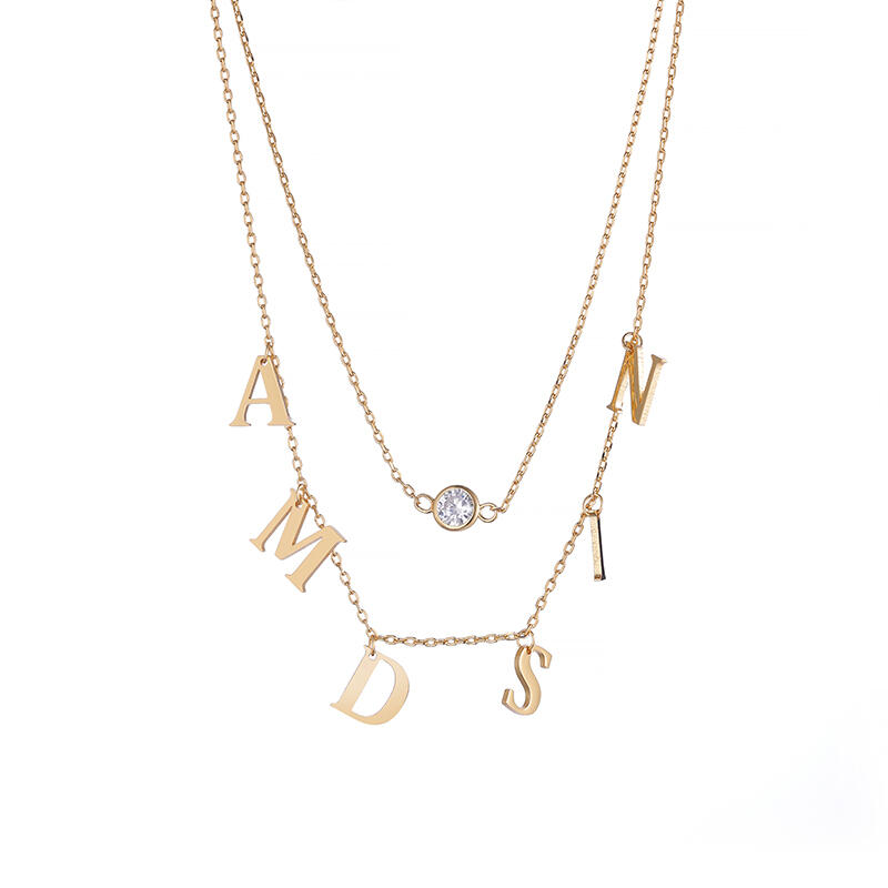 Jeulia Double Layer Name Personalized Sterling Silver Necklace