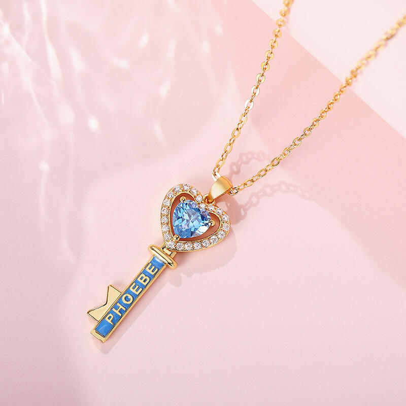 Jeulia "Heart Key" Personalized Sterling Silver Necklace