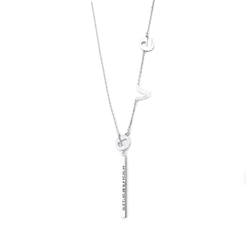 Jeulia Collier Barre Verticale Personnalisé en Argent Sterling
