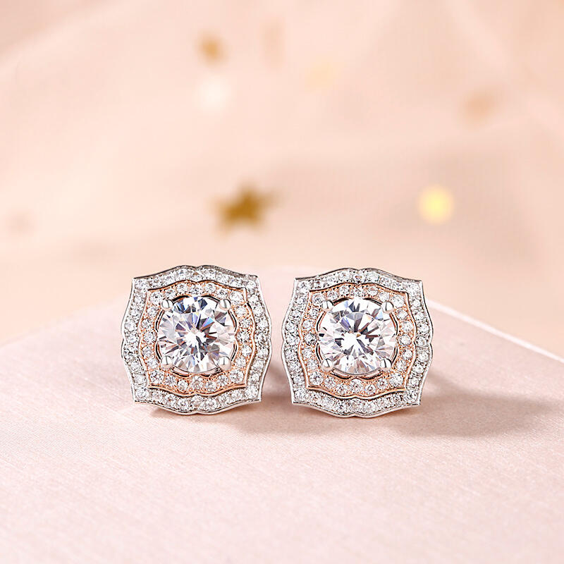 Jeulia Conjunto de joyas con halo redondo de dos tonos