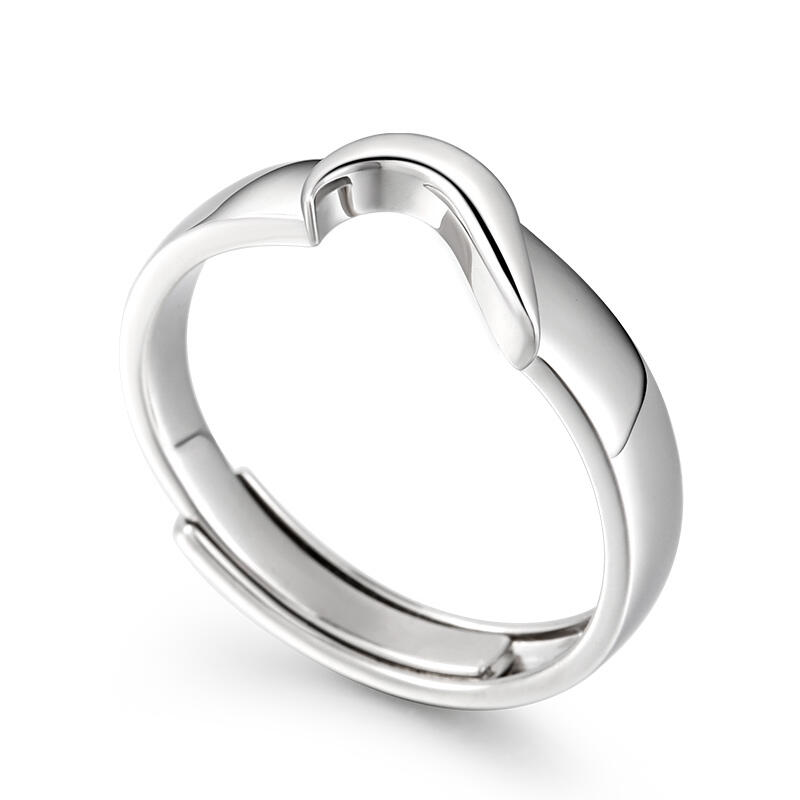 Jeulia Anillo para hombre de boda ajustable con corazón plata de ley