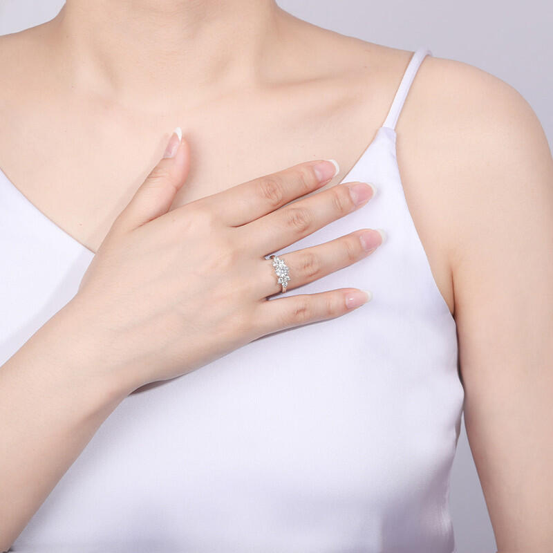 "My Angel" Round Cut Cluster Side Stone Engagement Ring