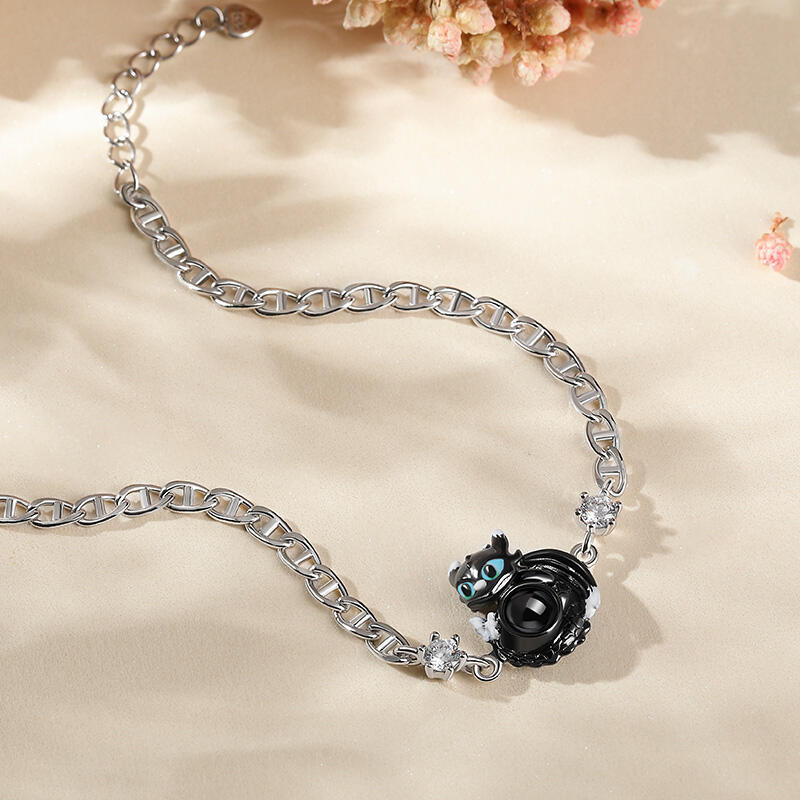 Jeulia "Your Dragon" Personalized Photo Projection Sterling Silver Bracelet